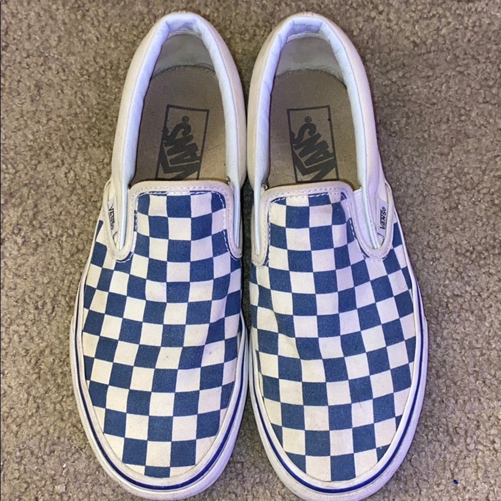 blue & white checkered vans
